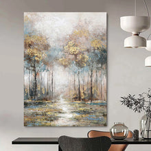 Load image into Gallery viewer, “Misty Forest Path” - Dreamy Woodland Landscape Art on Canvas DKH1433