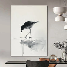 Load image into Gallery viewer, Monochromatic Ink - Wash Bird Painting, Ideal for Zen - Inspired Bathroom & Calming Reading Nook LargeART1932
