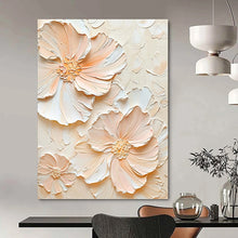 Load image into Gallery viewer, “Peach Floral Textured Art” - 3D Flower Art on Canvas DKH1389