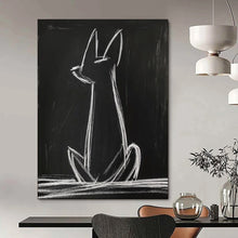 Load image into Gallery viewer, Minimalist Chalk - Drawn Cat Abstract, Perfect for Modern Kids’ Room & Art - Lovers’ Hallway LargeART2027