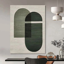 Load image into Gallery viewer, “Modern Green Geometric Forms” - Green, Grey Abstract Art on Canvas DKH1131