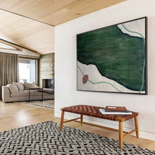 Load image into Gallery viewer, Green - White Abstract Landscape Painting on Canvas - “Nature’s Path” DKH610