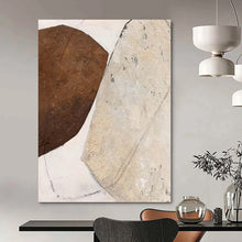 Load image into Gallery viewer, Grand Hand - painted Brown & Beige Textured Shapes Acrylic Art for Neutral - Toned Studies LargeART0171