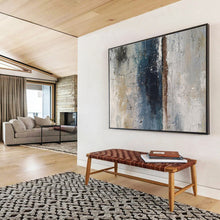 Load image into Gallery viewer, Neutral - Toned Abstract Painting with Blue and Gray for Minimalist Office & Calm Reading Nook DKH293
