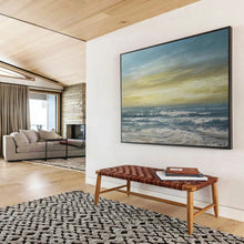 Load image into Gallery viewer, Golden Horizon Over the Waves Abstract acrylic painting DLZ033