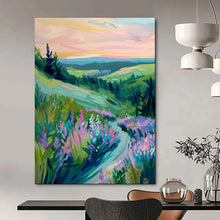 Load image into Gallery viewer, Lavender Valley at Sunset Abstract Art, Suited for Romantic Living Room & Relaxing Reading Nook LargeART2015