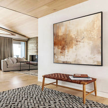 Load image into Gallery viewer, Hand - painted Beige and Brown Textured Abstract Acrylic Art for Cozy Living Room Corners LargeART1723