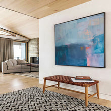 Load image into Gallery viewer, Hand - painted Blue - Toned Abstract Mist Acrylic Art for Calming Bedroom Corners LargeART1685