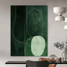 Load image into Gallery viewer, Green Geometric Abstract Art for Botanical - inspired Home Office & Zen - like Spa Waiting Room LargeART0951