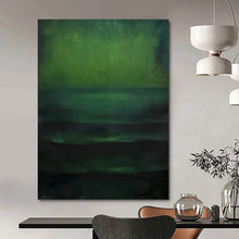 Load image into Gallery viewer, “Deep Green Layers” - Dark Green Abstract Art on Canvas DKH1189