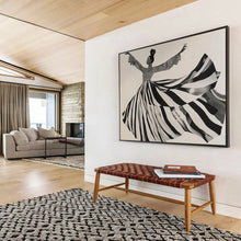 Load image into Gallery viewer, Black - and - White Dancing Figure Abstract Painting for Art Deco Lounge & Dance Studio DKH231