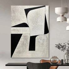 Load image into Gallery viewer, “Geometric Monochrome Abstraction” - Grey, Black Abstract Art on Canvas DKH1128