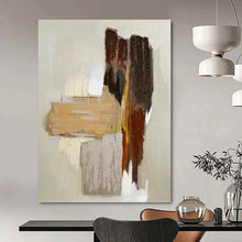 Load image into Gallery viewer, “Earthy Layers” - Minimalist Abstract Art, Ideal for Bedroom Calm, Abstract Painting on Canvas DKH1067
