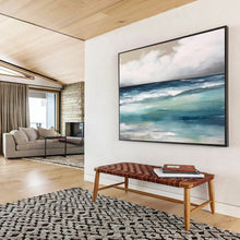 Load image into Gallery viewer, Hand - Painted Textured Coastal Seascape Acrylic Art for Beach House Living Room LargeART1641