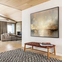 Load image into Gallery viewer, Gold - Accented Hazy River Abstract Painting for Luxury Bedroom & Elegant Dining Room DKH323