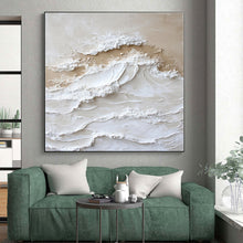 Load image into Gallery viewer, Large - Scale Textured Beige - White Wave Art for Coastal Home & Spa LargeART0444