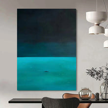 Load image into Gallery viewer, Large - Scale Hand - painted Solitary Boat on Turquoise Sea Acrylic Art for Serene Bedrooms LargeART0194