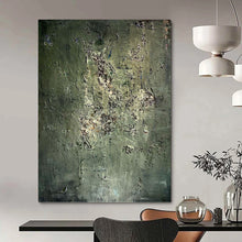 Load image into Gallery viewer, “Green Textured Mystery” - Green Abstract Art on Canvas DKH1195