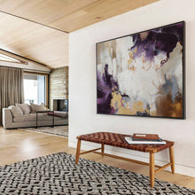 Load image into Gallery viewer, Purple and Gold Abstract Painting for Luxury Bedroom & Elegant Dining Room DKH131