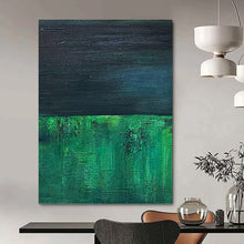 Load image into Gallery viewer, “Dark Green and Blue Layers” - Green, Blue Abstract Art on Canvas DKH1201