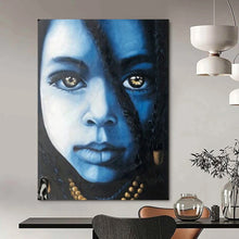 Load image into Gallery viewer, Blue - Hued Abstract Portrait Art, Ideal for Modern Studio & Bold Personal Space LargeART2152
