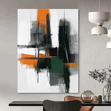 Load image into Gallery viewer, Orange, Gray & Green Urban Abstract Canvas Painting, Ideal for Modern Office & Industrial - Chic Loft LargeART1244