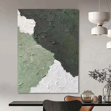Load image into Gallery viewer, “Textured Green and White Abstract” - Green, White, Grey Abstract Art on Canvas DKH1326