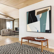 Load image into Gallery viewer, Hand - painted Large - scale Geometric Shapes in Neutral Tones Acrylic Art for Modern Living Rooms LargeART1805