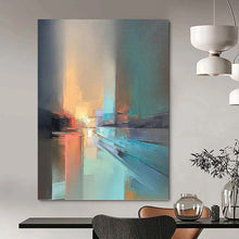Load image into Gallery viewer, “Urban Twilight Hues” - Abstract Cityscape Painting, Perfect for Living Room, Abstract Painting on Canvas DKH1066
