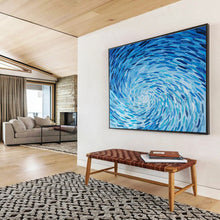 Load image into Gallery viewer, Blue Swirl Abstract Painting on Canvas - “Ocean Whirlpool” DKH789