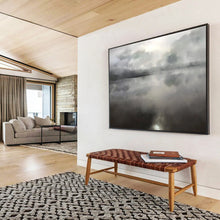 Load image into Gallery viewer, Monochromatic Misty Lake Reflection Abstract acrylic painting DLZ124