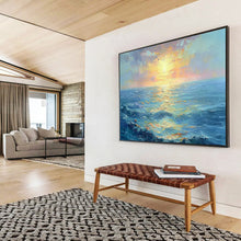 Load image into Gallery viewer, Impressionistic Sunset Seascape Painting on Canvas - “Golden Horizons” DKH760