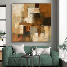 Load image into Gallery viewer, Earthy Toned Abstract Blocks Acrylic Art - Great for Rustic - style Kitchen & Mid - century Modern Lounge LargeART0600