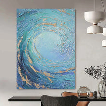 Load image into Gallery viewer, “Turquoise Swirl with Gold” – Textured turquoise and blue swirls, accented with gold. DTP332