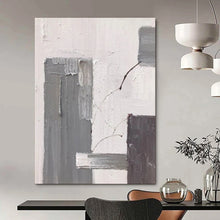 Load image into Gallery viewer, “Gray Block & Line” – Gray blocks, thin lines, white textured background DTP396