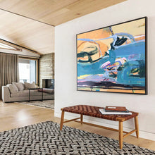 Load image into Gallery viewer, Expressive Color Fusion Blue, Orange & Bold Brushstrokes on Canvas DLZ007