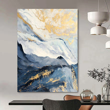 Load image into Gallery viewer, “Gilded Mountain Waves” Abstract Landscape Painting on Canvas, Luxurious Nature Art DKH930