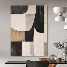 Load image into Gallery viewer, Beige - Gray - Black Geometric Abstract Painting, Perfect for Mid - Century Modern Living Room & Chic Home Office LargeART1371