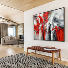 Load image into Gallery viewer, Bold Red & Black Abstract - Dramatic Living Room Art LargeART1485