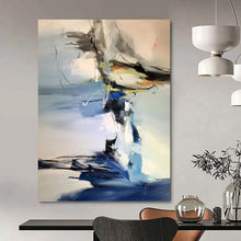 Load image into Gallery viewer, “Blue and Grey Abstract Gestures” - Blue, Grey, White Abstract Art on Canvas DKH1287
