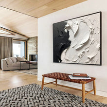Load image into Gallery viewer, Hand - painted Black and White Textured Painting Acrylic Art for Sophisticated Home Offices LargeART1729