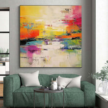 Load image into Gallery viewer, Oversized Hand - painted Vibrant Abstract Landscape Acrylic Art for Bohemian - Style Sunrooms LargeART0235