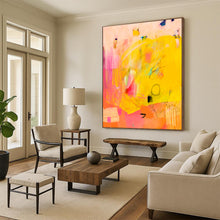 Load image into Gallery viewer, Bright Yellow & Pink Abstract Fusion, Suited for Cheerful Bedroom & Art - Loving Kitchen LargeART2005