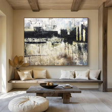 Load image into Gallery viewer, Monochrome Abstract Painting on Canvas - “Urban Textures” DKH717