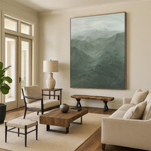 Load image into Gallery viewer, “Misty Green Mountain Range” - Atmospheric Landscape Art on Canvas DKH1497