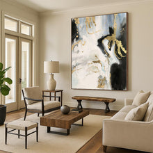 Load image into Gallery viewer, Oversized Gray and Gold Abstract Splash Acrylic for Luxury Spa & High - End Art Salon LargeART0363