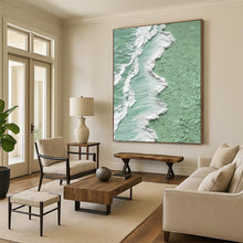 Load image into Gallery viewer, “Green Coast & White Waves” - Textured Coastal Art on Canvas DKH1505