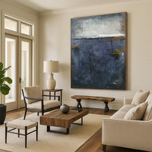 Load image into Gallery viewer, Dark Blue Abstract Horizon Art for Contemporary Bedroom & Intimate Wine Bar LargeART0903