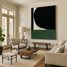 Load image into Gallery viewer, “Black, Green, and White Shapes” - Black, Green, White Abstract Art on Canvas DKH1214