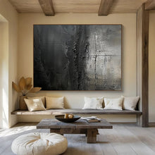 Load image into Gallery viewer, Dark Textured Abstract Painting for Industrial Loft & Edgy Studio DKH150